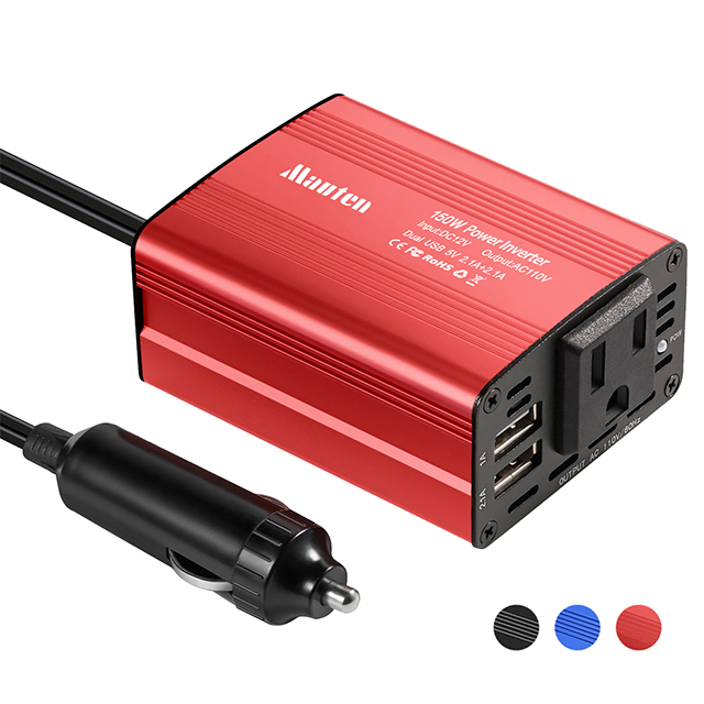 Mauten High quality 150W Car Power Inverter DC 12V to 110V AC Converter with 3.1A Dual USB Car Charger Adapter